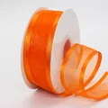 Orange chiffon organza ribbon with satin edges on a roll for gift wrapping and DIY crafts - Orange