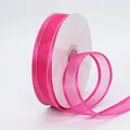 2.5cm rose red sheer organza ribbon with gold metallic edges for DIY gift wrapping - Rose Red With Gold Edge