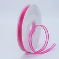 Hot pink 1cm wide sheer organza ribbon roll with satin center for DIY crafts - 1cm Wide Mesh (BH-230) / Rose Red