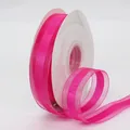 Roll of bright pink organza ribbon with satin edges for DIY hair bows and gift wrapping - Rose Red
