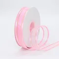 Pink sheer organza ribbon with gold metallic edges on white plastic spool for DIY crafts - Pink Gold Edge