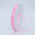 Pink sheer organza ribbon with satin edges on white spool for DIY crafts and gift wrapping - 1cm Wide Mesh (BH-230) / Pink