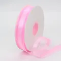Pink semi-transparent organza ribbon roll with satin edges for floral gift packaging - Pink
