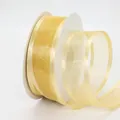Light yellow 4cm sheer chiffon ribbon on roll for hair accessories and gift wrapping - Light gold