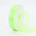 Rolle aus hellgrünem 2,5 cm Organza-Band mit transparenter Textur für DIY-Haarschmuck - 2,5 CM Breit / Fluoreszierendes Grün