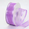 Purple 4cm organza ribbon with satin edges on a roll for DIY hair accessories and gift wrapping - Purple Pink