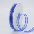 Blaues 1,5 cm Chiffonband mit Goldkante auf Spule für Haarschmuck und DIY-Handwerk - Königsblau Goldrand Stil