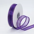 Purple chiffon ribbon with gold edges on white spool for hair accessories and DIY crafts - Purple Gold Edge