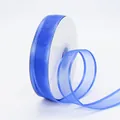 2,5 cm königsblaues Organzaband aus Chiffon mit Satingittern für DIY Bastelarbeiten - 2,5 CM Breit / Saphirblau