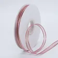 Light pink semi-transparent 1cm ribbon with gold edges on white spool for DIY gift wrapping - Dusty Pink