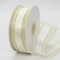 Off-white 4cm ribbon roll with gold glitter edges for hair accessories and DIY gift wrapping - 4cm / Beige
