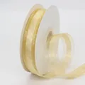 Champagne gold organza ribbon with satin center for gift wrapping and DIY crafts - Light gold