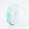 Hellblaues 2,5 cm Chiffonband Rolle mit Satinmitte und transparenten Kanten - 2,5 CM Breit / Tiffany-Blau