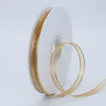 1cm wide champagne gold organza ribbon with satin edges on a white spool for DIY crafts - 1cm Wide Mesh (BH-230) / Gold