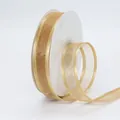 Champagne gold 25mm organza ribbon with gold satin edges for DIY hair bows and gift wrapping - Gold Gold Edge