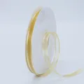 Golden 1cm organza ribbon on white spool for gift wrapping and hair accessory DIY - 1cm Wide Mesh (BH-230) / Light gold