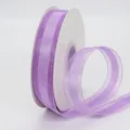2.5cm purple organza ribbon with satin stripes on spool for DIY hair bows and gift wrapping - Purple Pink