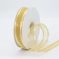 2.5cm gold-edged champagne organza ribbon on spool for DIY gift hair accessories - Light Gold With Gold Edge