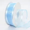 Light blue 4cm wide organza ribbon on spool for DIY hair accessories and gift wrapping - Light Blue