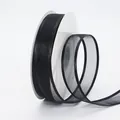 2,5 cm schwarzes Organzaband auf Spule für DIY-Handwerk und Geschenkverpackung - 2,5 CM Breit / Schwarz