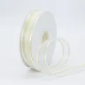 Creamy white 2.5cm chiffon ribbon with gold metallic edges for hair accessories and DIY - Beige with Gold Trim