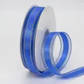 Royal blue ribbon with gold borders on spool for gift wrapping and DIY crafts - Sapphire Blue