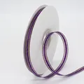 1cm dark purple satin ribbon with gold edges on white spool for gift wrapping DIY - Purple
