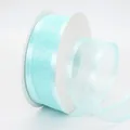 Light blue 4cm wide chiffon organza ribbon roll for DIY crafts and gift wrapping - Tiffany Blue