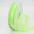 2.5cm fluorescent green organza ribbon with satin stripe on white spool for DIY crafts - Fluorescent Green