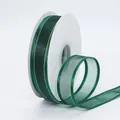 Dark green gold-edged chiffon ribbon roll for DIY hair accessories and bouquets - Dark Green With Gold Edge