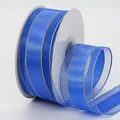 4CM Royal blue organza ribbon with gold metallic edges for gift wrapping and DIY crafts - 4cm / Sapphire Blue