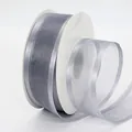 Silver-grey 4cm organza ribbon with satin edges on a spool for DIY gift wrapping - Gray