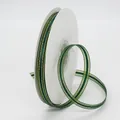 1cm deep green ribbon with gold metallic edges on a white spool for DIY gift wrapping - Dark Green
