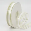 Roll of white satin ribbon with gold metallic edges for gift wrapping and DIY crafts - White