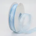 2.5cm light blue satin and organza ribbon roll for DIY hair accessories and gift wrapping - Light Blue