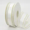 4CM white ribbon with gold edges on a roll for DIY hair accessories and flower wrapping - 4cm / White