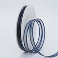 Dark blue 1cm wide ribbon with gold metallic edge on white spool for DIY crafts - Dark Blue