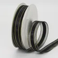 Black organza ribbon with gold glitter edges for gift wrapping and DIY crafts - Black