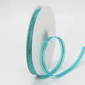 Lake blue 1cm ribbon roll with gold metallic edges for gift wrapping and DIY crafts - Teal