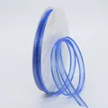 Royal blue chiffon ribbon with gold edge on spool, 1cm wide for hair accessories DIY - Sapphire Blue