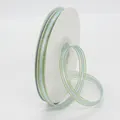 1cm light blue sheer ribbon with gold edges on white spool for gift wrapping - Light Blue