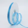 Blue 1cm gold-edged organza ribbon roll for DIY hair accessories and bouquet decor - Lake Blue