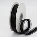 Black organza ribbon with satin center on roll for DIY gift wrapping and hair accessories - Black
