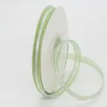 Mint green 1cm ribbon with gold metallic edges on white roll for gift wrapping - Tiffany Blue