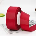 Roll of 4cm wide vibrant red grosgrain ribbon with textured ribbed finish for DIY crafts - 22 Meters / Burgundy