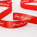 Red satin ribbon with white Just for you print for elegant gift wrapping decoration - Red