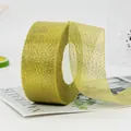 Glittering metallic gold ribbon roll with fine woven texture for gift wrapping DIY - Extra Wide Short Roll / Gold