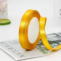 Bright yellow satin ribbon with gold metallic edges on white foam core for DIY crafts - Gold Yellow