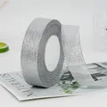 Sparkling metallic silver glitter ribbon roll for luxury gift wrapping and DIY crafts - Wide Version Short Roll / Silver