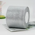 Roll of wide silver glitter metallic ribbon for gift wrapping and DIY crafts - Ultra Wide Short Roll / Silver